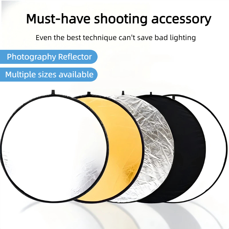 Photography Lighting Set - 2-in-1 Dual Sided Gold Silver Reflector