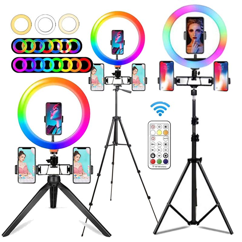 Photography Lighting With Umbrella - 10 Inch RGB Ring Light With