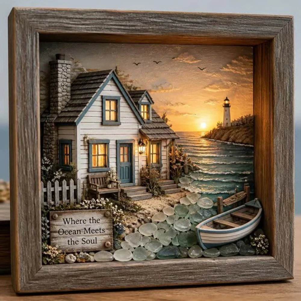 Sea Glass Art Painting with LE - Photography Lighting Diy ulasan dan harga